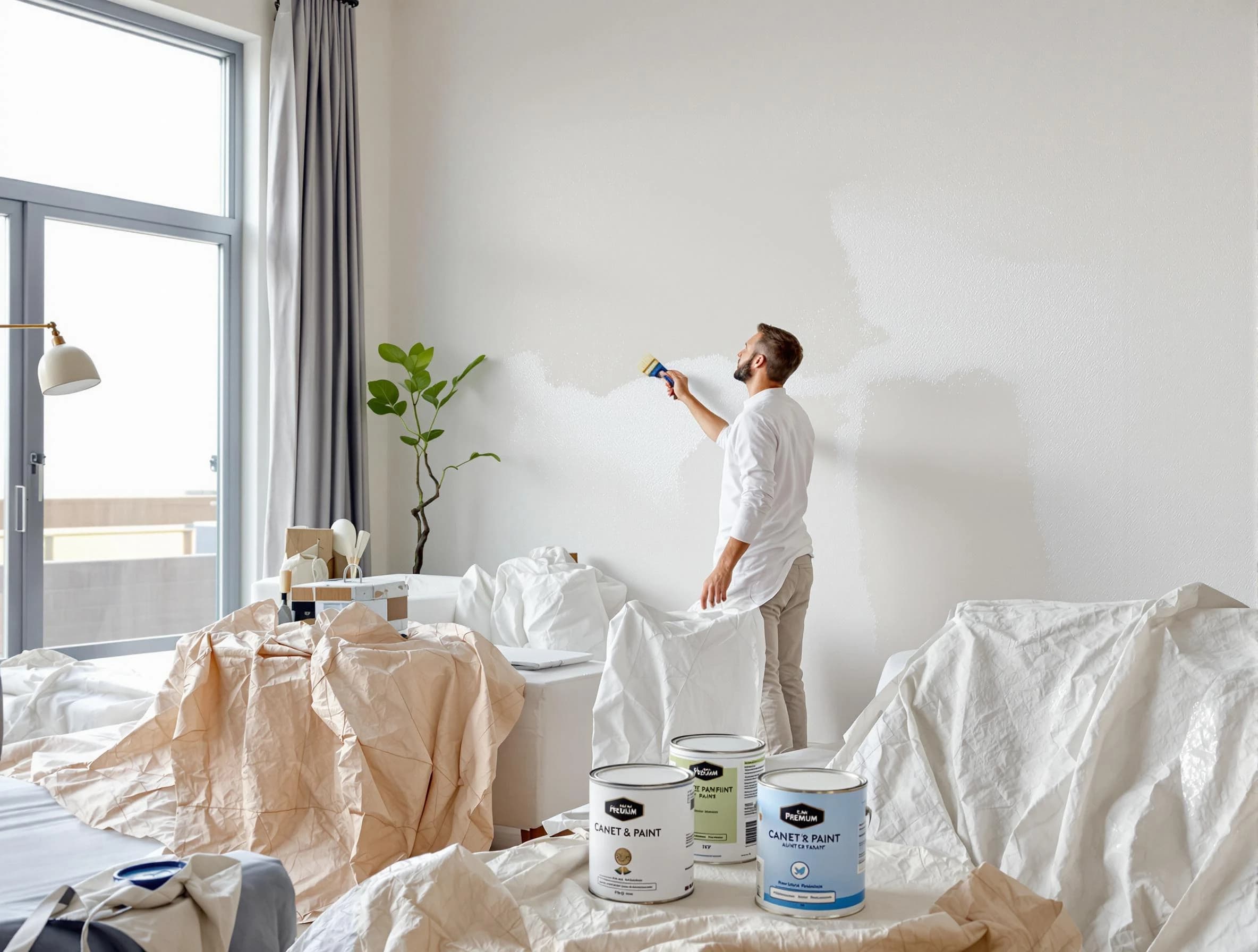 Berea House Painters team carefully painting an interior wall in Berea, OH