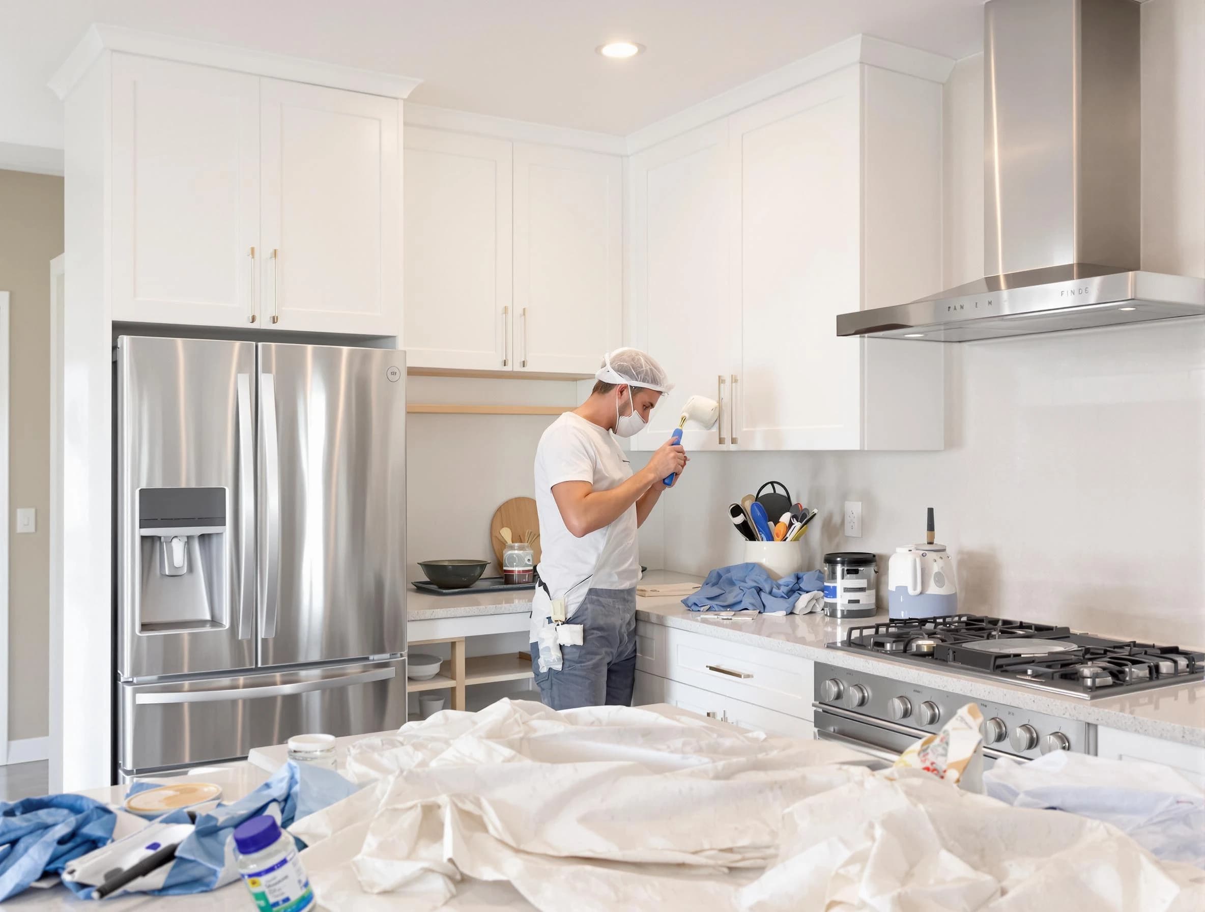 Berea House Painters painter applying a fresh coat in a kitchen located in Berea, OH