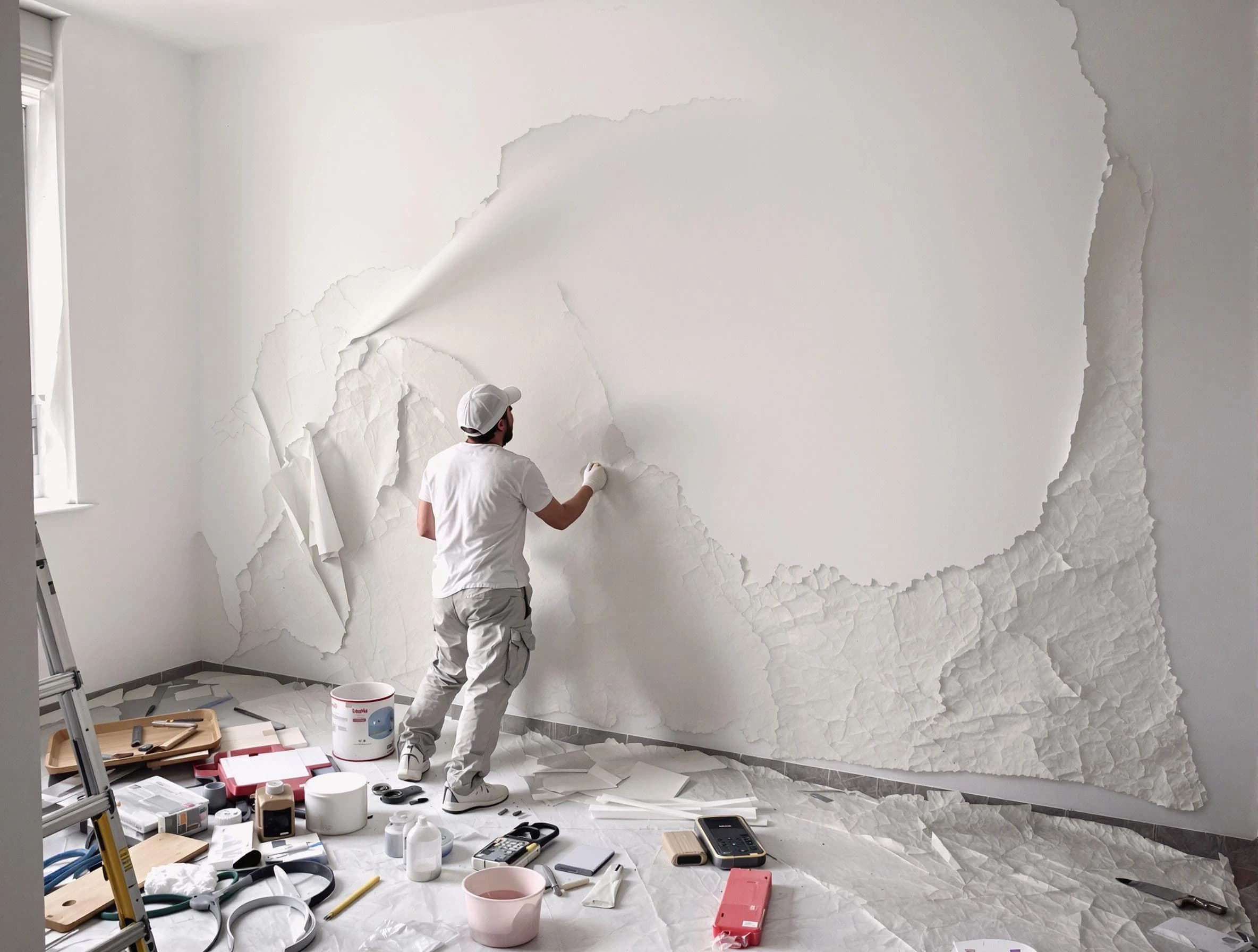 Removing old wallpaper to reveal clean walls by Berea House Painters in Berea