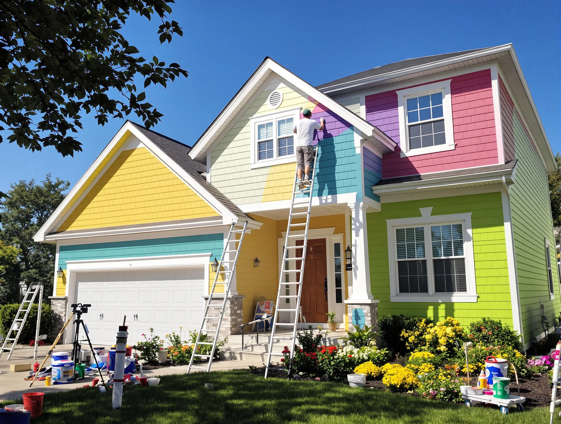 Berea House Painters professionals painting a home exterior in Berea, OH