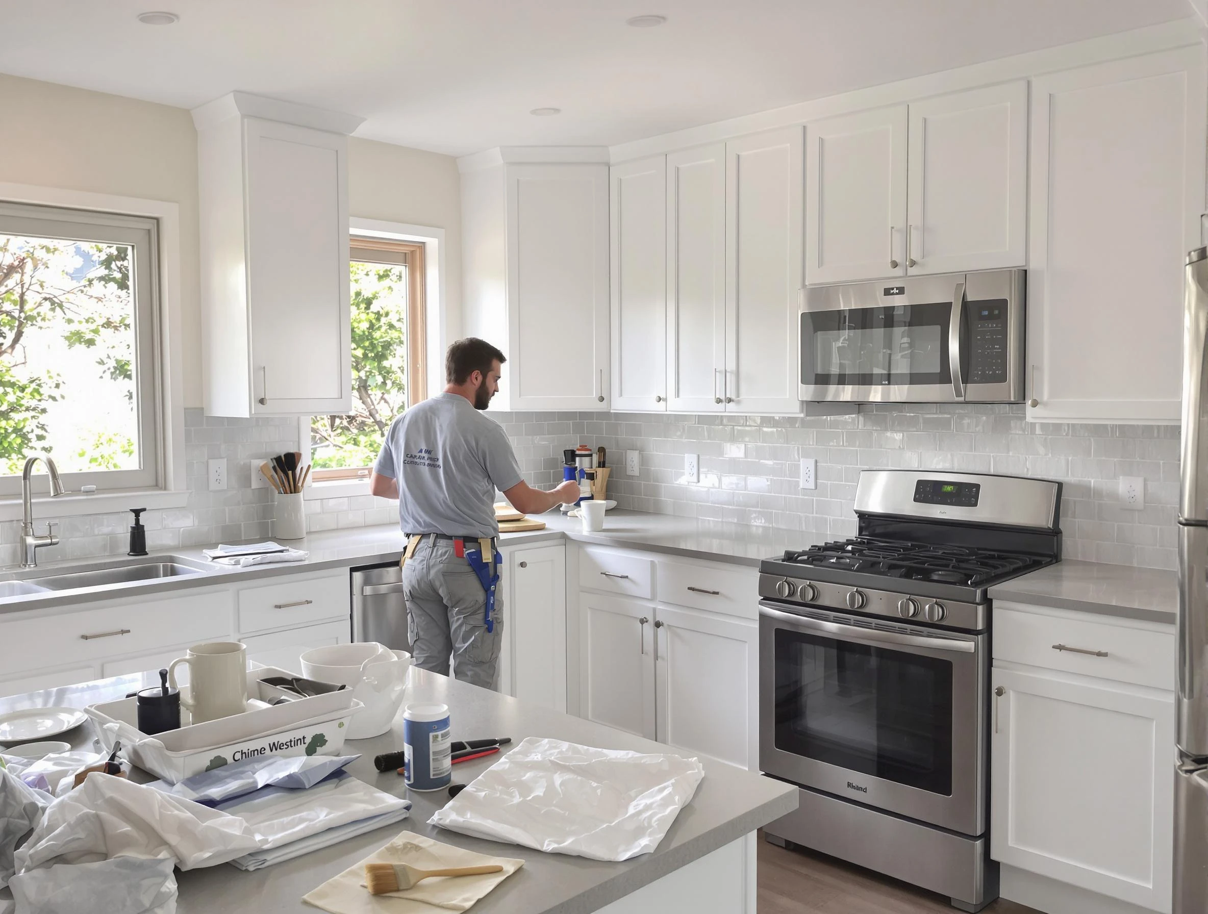 Berea House Painters applying fresh paint on kitchen cabinets in Berea